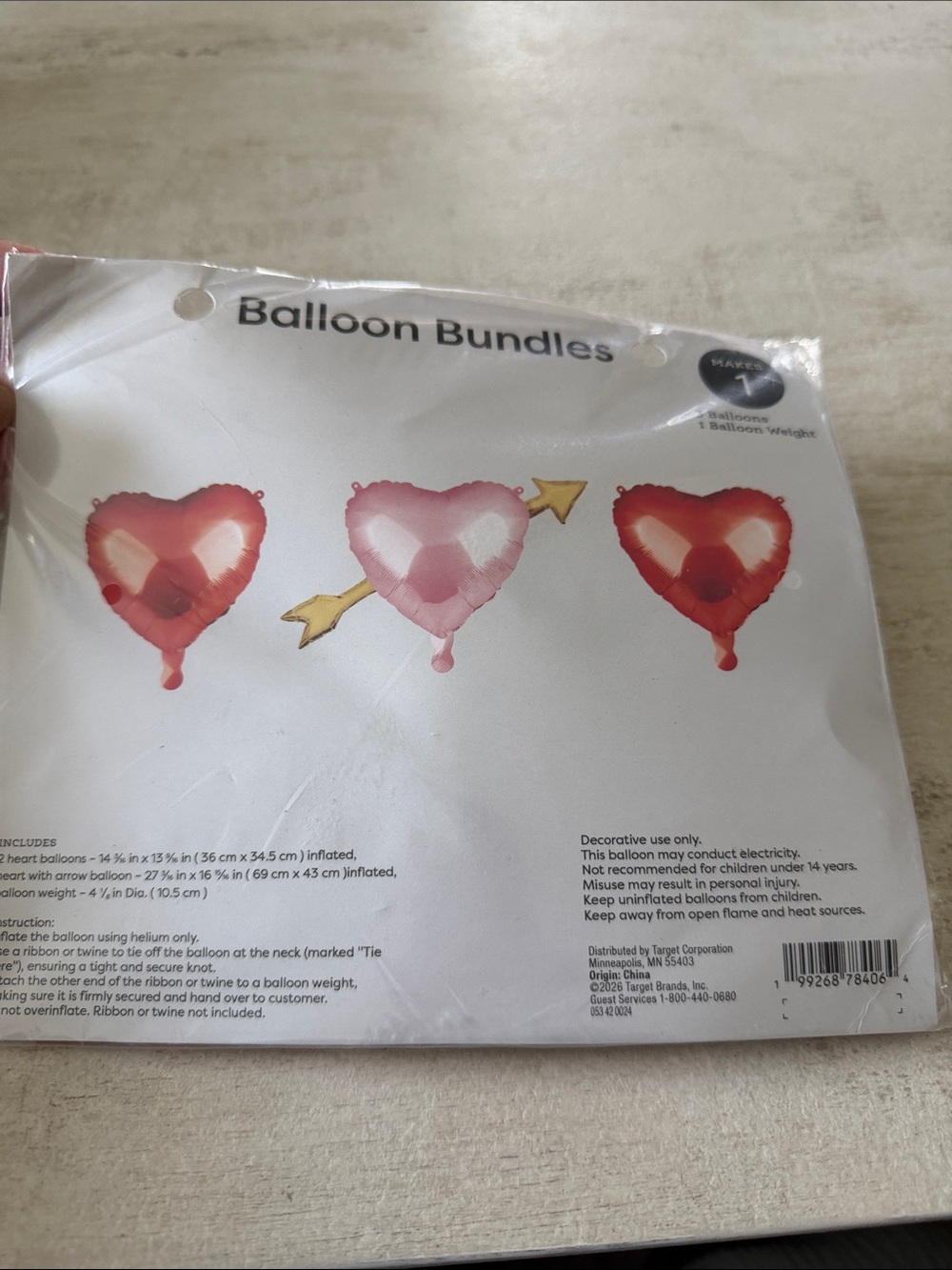 Balloon Bundles Heart Arrow Foil Balloon Set - Red and Pink